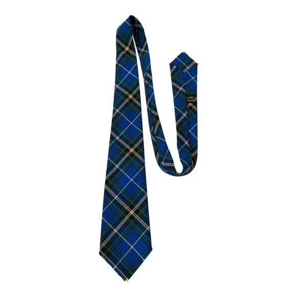 Vintage Inveresk Tartan Necktie – Blue & Green Plaid - Picture 1 of 4